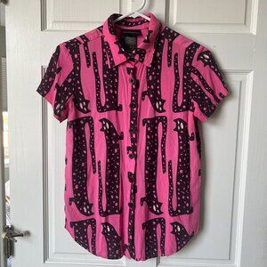 Nooworks Button Down in Long Cats Print, Small